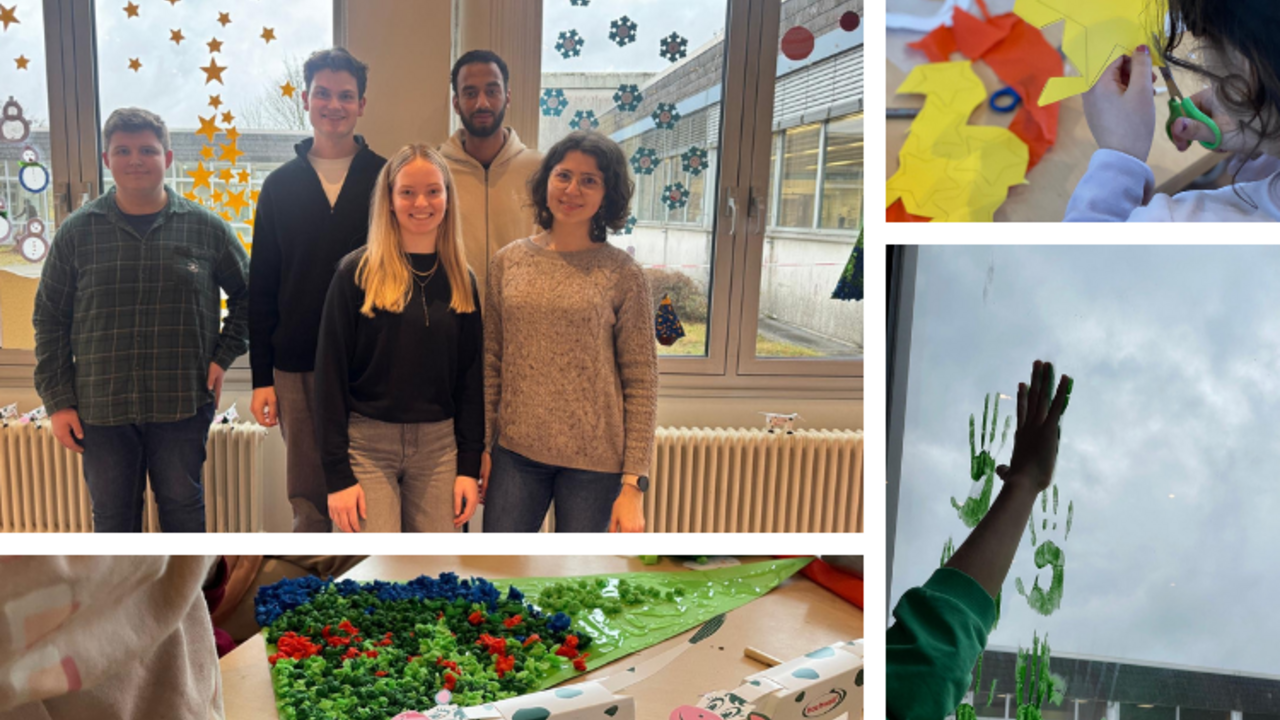 Collage vom Weihnachtsbasteln in der AfA in Hermeskeil gemeinsam mit den Auszubildenden der Hochwald Food GmbH in Hermeskeil.