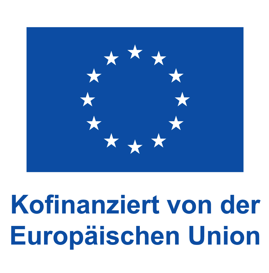 Europäische Flagge mit der Unterschrift Kofinanziert von der Europäischen Union